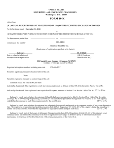 Form 10-K For the Fiscal Year Ended December 31st, 2010