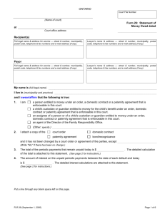 Form 26: Statement of Money Owed dated