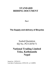 Supply and delivery of Bicycles
