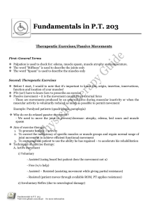 Fundamentals in P.T. 203 Therapeutic Exercises/Passive
