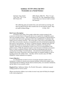 ECON 1010 – 001: Economics as a Social Science