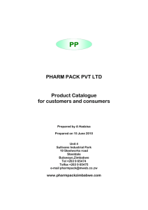 PHARM PACK PVT LTD Product Catalogue for customers and