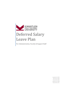 Deferred Salary Leave Plan - Kwantlen Polytechnic University