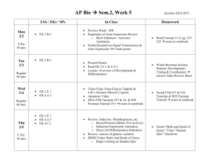 AP Bio Sem.2, Week 5 Zaccheo 2014-2015 LOs / EKs / SPs In Class