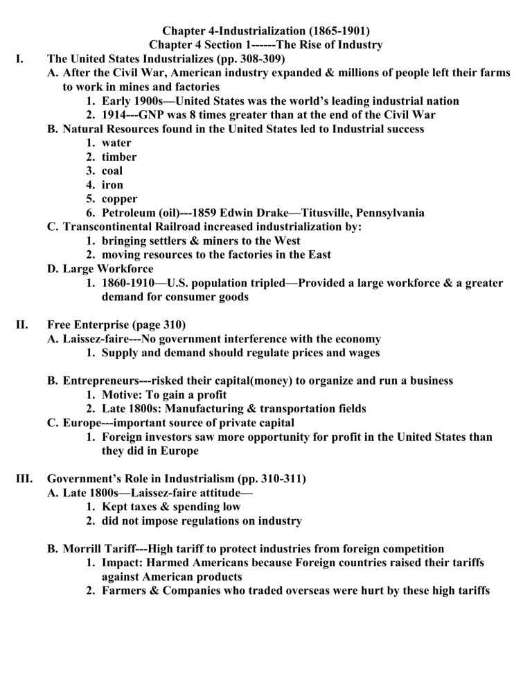 Chapter 9 Industrialization 1865 1901 