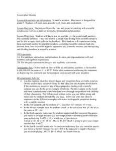 Lesson title and relevant information: Scientific notation