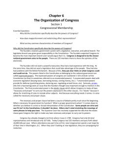 Chapter 6- The Organization of Congress