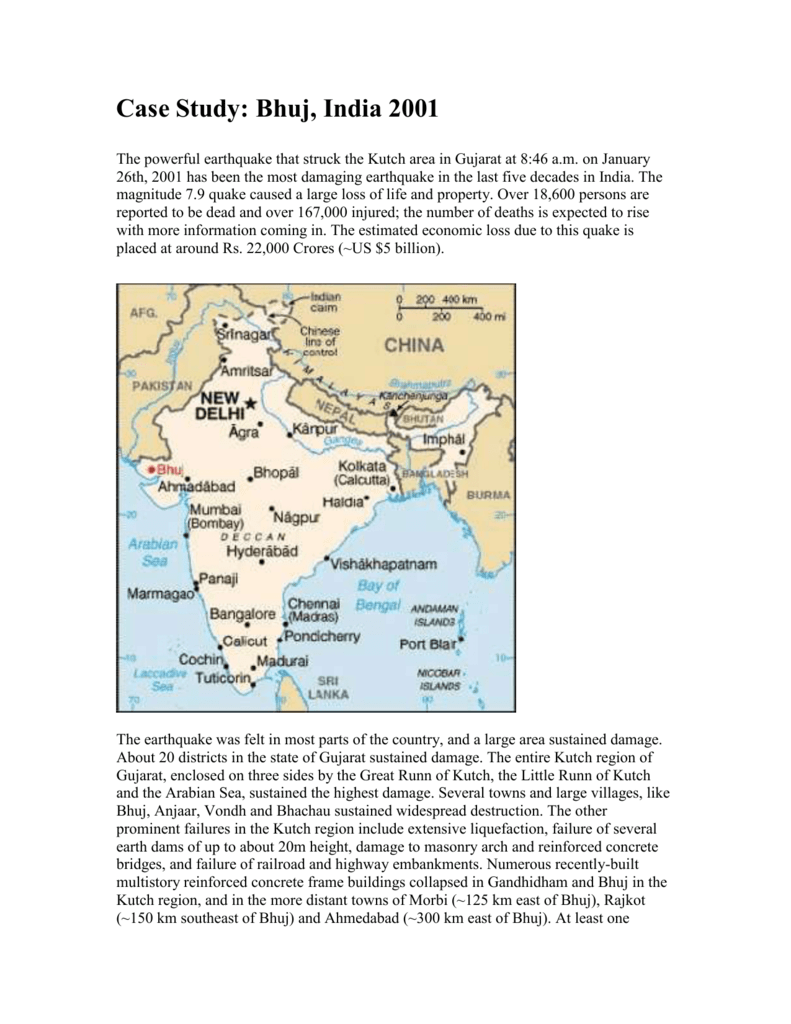 a case study of earthquake in india