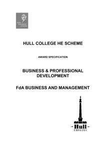 Award Programme Specification : FD Business