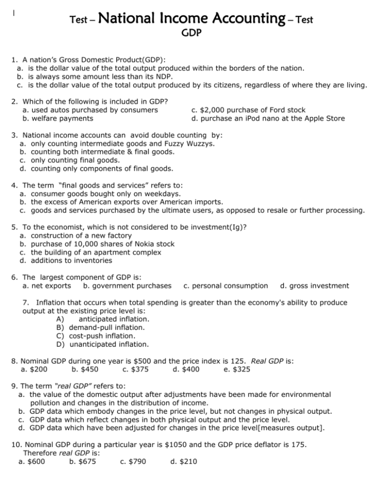 Gdp Practice Worksheets Answers