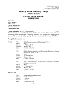 BIO 205 Human Anatomy - Moberly Area Community College