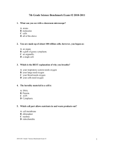 7th Grade Science Benchmark Exam #2 2010