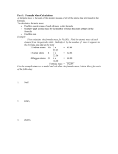 Part 1: Formula Mass Calculations