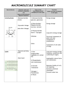macromolecule summary chart