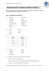 Assessment sheet 3.1: Answers to activities in Chapter 3