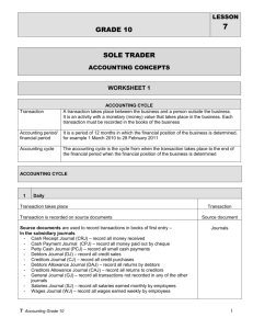 GRADE 10 LESSON 7 SOLE TRADER ACCOUNTING CONCEPTS