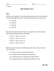 Name Date 4th Grade Spiral Assessment Test 3 Part 1 1. There are