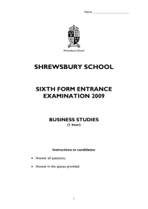 Business Studies - Shrewsbury School