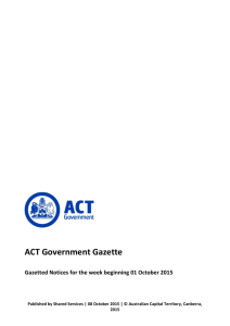 ACT Government Gazette 8 Oct 2015