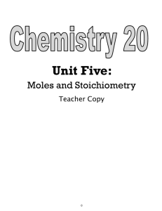 Unit 5 Moles and Stoichiometry- Teacher