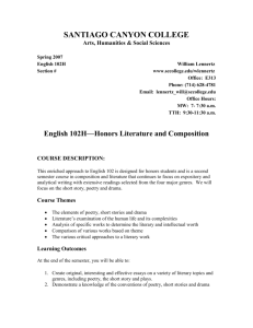 English 102H—Honors Literature and