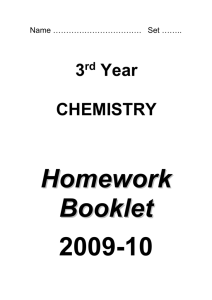 3rd Year Homework Booklet