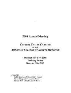 October 16, 2008 - Central States ACSM Regional Chapter