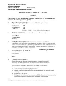 Department: Business Studies Discipline: Paralegal Subject Code