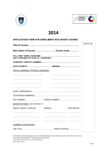 CEHI Certificate course application form