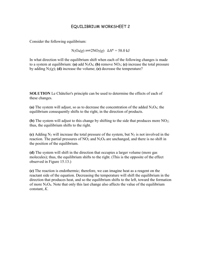EQUILIBRIUM WORKSHEET 2