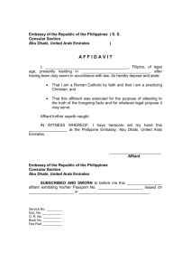 Affidavit for Liquor License - The Official Website of the Philippine