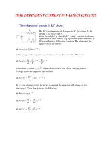 Time dependent current in RC circuit