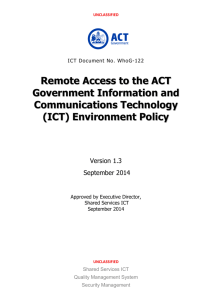 Remote Access to the ACT Government ICT Environment Policy