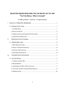 selected issues involving the tax relief act of 1997