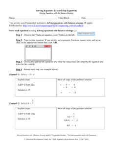 Solving Equations 2 - EDC in Maine