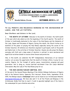 october circular, 2015 - Catholic Archdiocese of Lagos