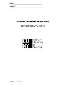 CUNY Employment Application - The City College of New York