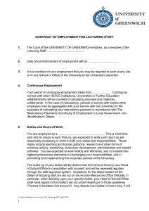 Contract of Employment for Lecturing Staff
