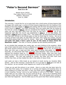 Page 1 of 7 “Peter's Second Sermon” Acts 3:11