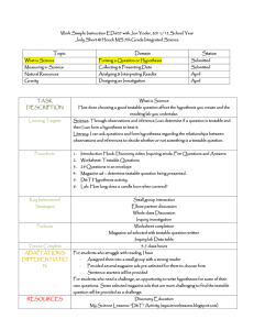 Question-Hypothesis Lesson 4