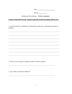Lab Exercise Control of Microbial Growth:
