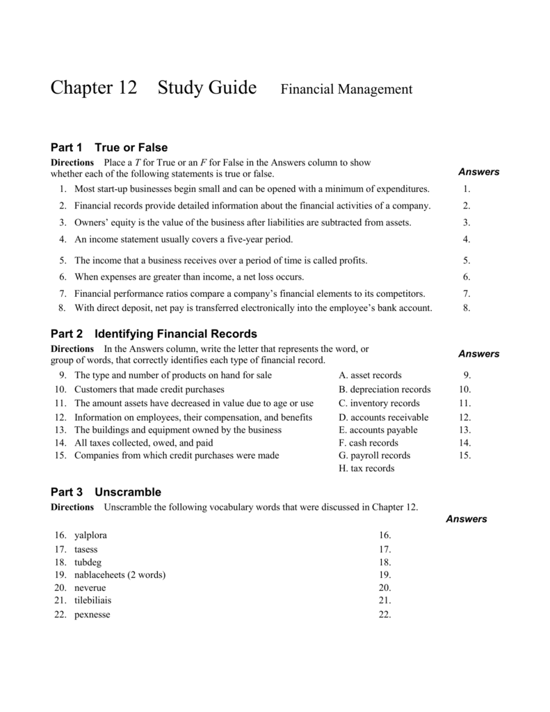 Vocabulary Performance Chart Answers Chapter 1