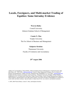 Locals, Foreigners, and Multi-market Trading of Equities: Some