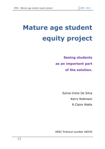 UWS – Mature age student equity project
