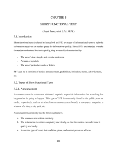 CHAPTER 3 SHORT FUNCTIONAL TEXT (Aryati Prasetyarini, S.Pd