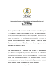 Statement by Premier and Hon. Minister for Finance, Tourism and