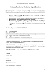 Guidance Note for the Monitoring Report Template