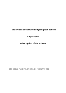 the revised social fund budgeting loan scheme 5 April 1999 a