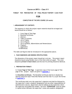 Format For Preparation Of Final Project Report / Case Study For
