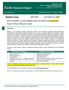 Delphi Corp. (DPH-NYSE) Last Traded Price: $3.86 NOTE TO